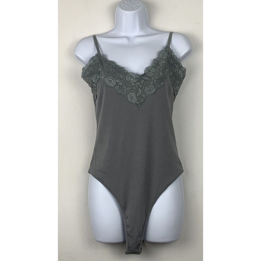 Talent Women’s Size 1XL Gray Lace Curvy Bodysuit Retail $39.50